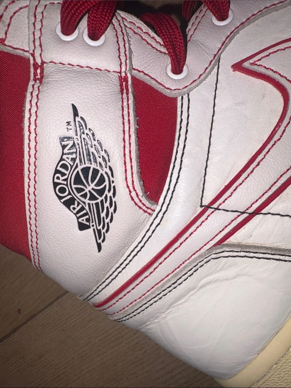 Air Jordan 1 High-Top Sneakers — White with Red Accents size 12 M